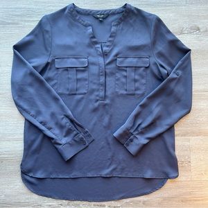 Simply Vera 1/2 button down blouse, blue/gray, size medium